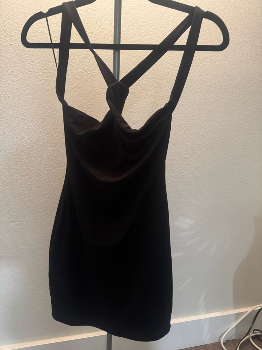 naked wardrobe Black Knot-Back Mini Dress